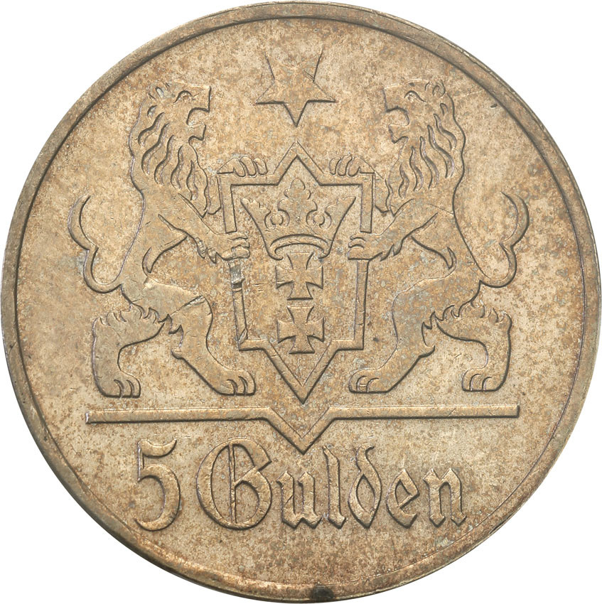 Wolne Miasto Gdańsk / Danzig. 5 Guldenów 1923 PCGS MS62